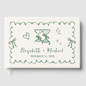Whimsical Wavy Frame Hand Drawn Wedding ゲストブック (正面)