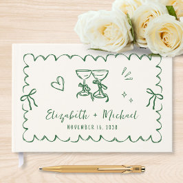 Whimsical Wavy Frame Hand Drawn Wedding ゲストブック