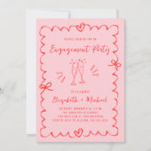 Whimsical Wavy Frame Photo Engagement Party 招待状 (正面)