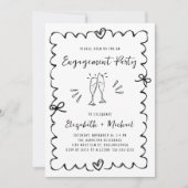 Whimsical Wavy Frame Photo Engagement Party 招待状 (正面)