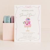 Whimsical Wavy Frame Pink Cake First Birthday  招待状