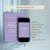 Whimsical Wavy of Light Purple Soft Blue Aqiqah 招待状