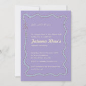 Whimsical Wavy of Light Purple Soft Blue Aqiqah 招待状 (正面)