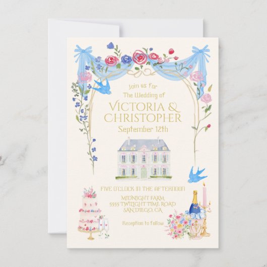 Whimsical Wedding Chateau Mansion 招待状 (正面)