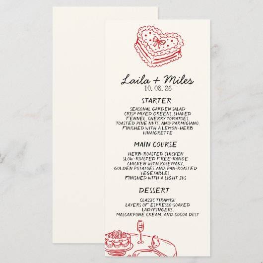 Whimsical Wedding Red Heat Wedding Menu メニュー (正面/裏面)