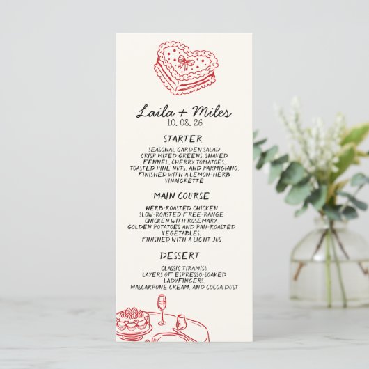 Whimsical Wedding Red Heat Wedding Menu メニュー (スタンド正面)