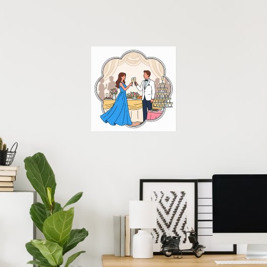 Whimsical Wedding Toast Art Print - Romantic  ポスター (ホームオフィス)