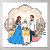 Whimsical Wedding Toast Art Print - Romantic  ポスター (正面)