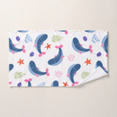 Whimsical Whales and Coral Seamless Pattern バスタオルセット (ハンドタオル)