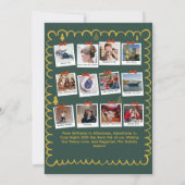 Whimsical What A Year Multi Photo Christmas Green  カード (裏面)