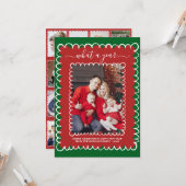 Whimsical What a Year Photo Collage Christmas カード (正面/裏面インサイチュ)