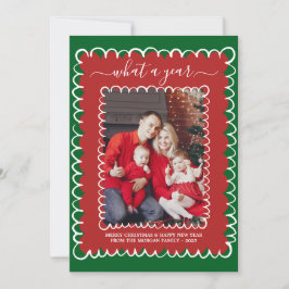 Whimsical What a Year Photo Collage Christmas カード