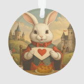 Whimsical White Rabbit Hearts Enchanted Wonderland オーナメント (裏面)