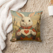 Whimsical White Rabbit Hearts Enchanted Wonderland クッション (ブランケット)