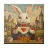 Whimsical White Rabbit Hearts Enchanted Wonderland タイル (正面)