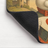 Whimsical White Rabbit Hearts Enchanted Wonderland マウスパッド (コーナー)