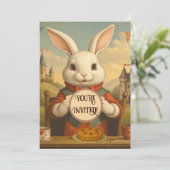 Whimsical White Rabbit Hearts Enchanted Wonderland 招待状 (スタンド正面)