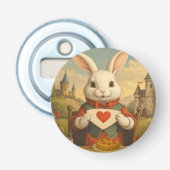 Whimsical White Rabbit Hearts Enchanted Wonderland 栓抜き (正面)