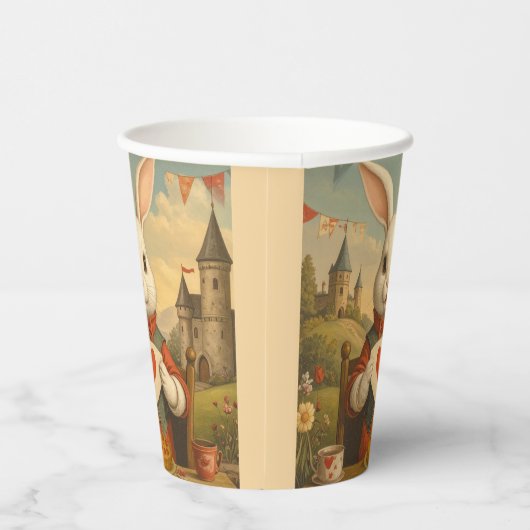 Whimsical White Rabbit Hearts Enchanted Wonderland 紙コップ (右)