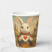 Whimsical White Rabbit Hearts Enchanted Wonderland 紙コップ (正面)