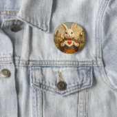 Whimsical White Rabbit Hearts Enchanted Wonderland 缶バッジ (インサイチュ)