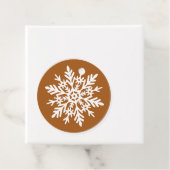 Whimsical White Snowflake Burnt Orange Holiday フェイバータグ (インサイチュ)
