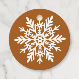 Whimsical White Snowflake Burnt Orange Holiday フェイバータグ