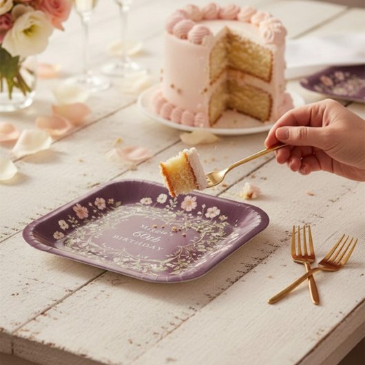 Whimsical Wildflower 60th Birthday Plates ペーパープレート
