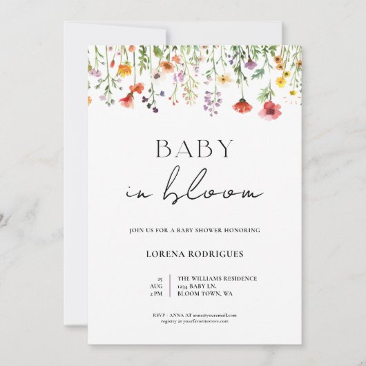 Whimsical Wildflower Baby in Bloom Shower 招待状 (正面)