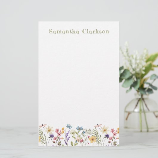 Whimsical Wildflower Bloom Colorful Spring Garden 便箋 (スタンド正面)