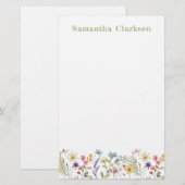 Whimsical Wildflower Bloom Colorful Spring Garden 便箋 (正面/裏面)