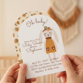 Whimsical Wildflower Bunny Baby Shower Invite 招待状