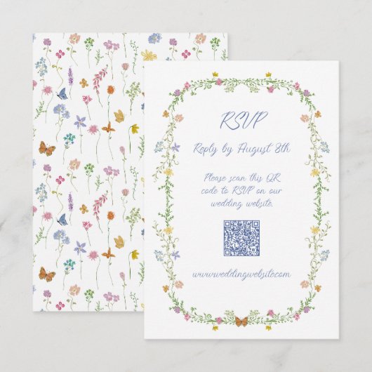 Whimsical Wildflower Butterfly 出欠カード (正面/裏面)