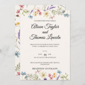 Whimsical Wildflower & Butterfly Wedding 招待状 (正面/裏面)