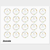 Whimsical Wildflower Butterly Monogrammed Sticker ラウンドシール (シート)