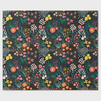 Whimsical Wildflower Dark Garden Folk Print ラッピングペーパー