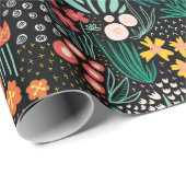 Whimsical Wildflower Dark Garden Folk Print ラッピングペーパー (ロールコーナー)
