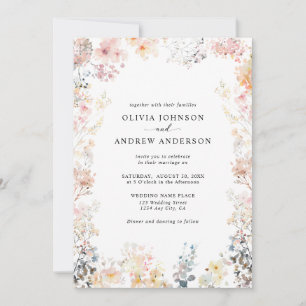  whimsical wildflower elegant modern floral weddin 招待状