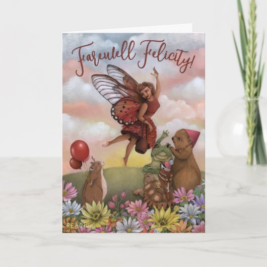 Whimsical Wildflower Fairy and Animals Farewell カード (正面)