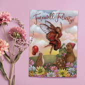 Whimsical Wildflower Fairy and Animals Farewell カード