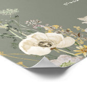 whimsical wildflower garden sage guest book sign ポスター (角)