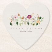  whimsical wildflower garden wedding ペーパーコースター (正面)