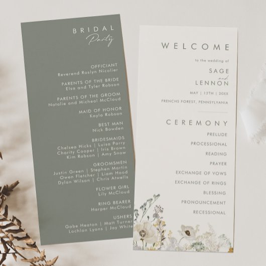 Whimsical Wildflower | Ivory Wedding Program プログラム