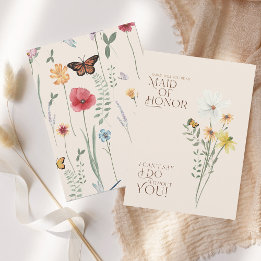 whimsical wildflower Maid of Honor 提案 招待状
