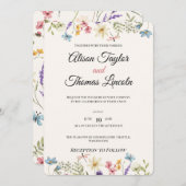 Whimsical Wildflower Meadow Butterfly Wedding  招待状 (正面/裏面)