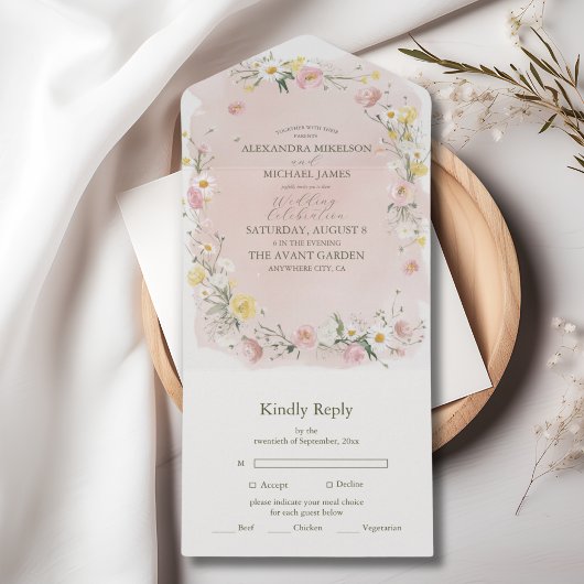 Whimsical Wildflower Meadow Wedding オールインワン招待状