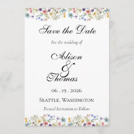 Whimsical Wildflower Meadow Wedding Save The Date セーブザデート