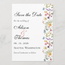 Whimsical Wildflower Meadow Wedding Save The Date セーブザデート