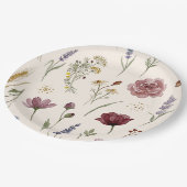 Whimsical Wildflower Pattern Baby Shower Paper ペーパープレート (アングル)