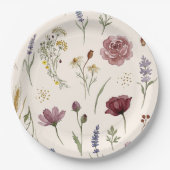 Whimsical Wildflower Pattern Baby Shower Paper ペーパープレート (正面)